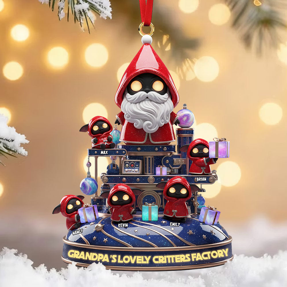 “Bringing Joy from Grandpa's Factory!” Personalized Christmas Ornament Gift for Grandparents, Kids, and Family Ornament PopCulturePrints