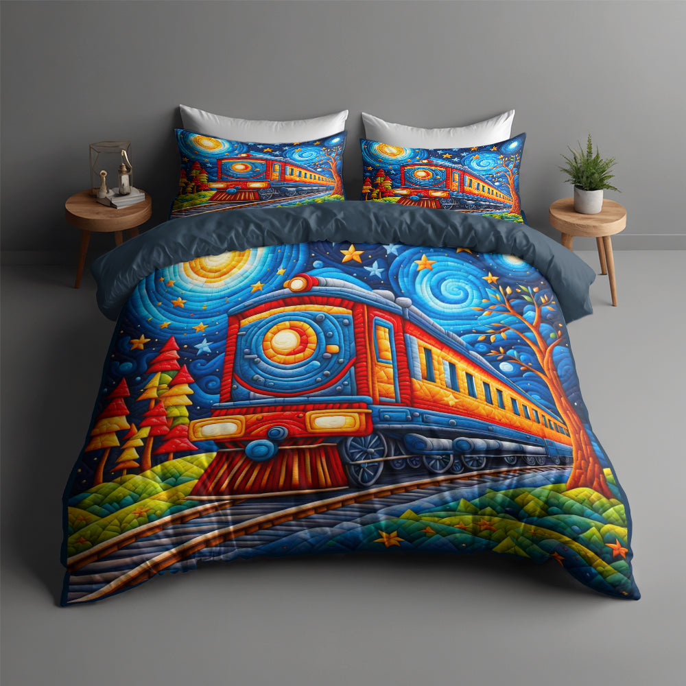 Whimsical Train Lovers Personalized Quilt Bed Set Blanket PopCulturePrints