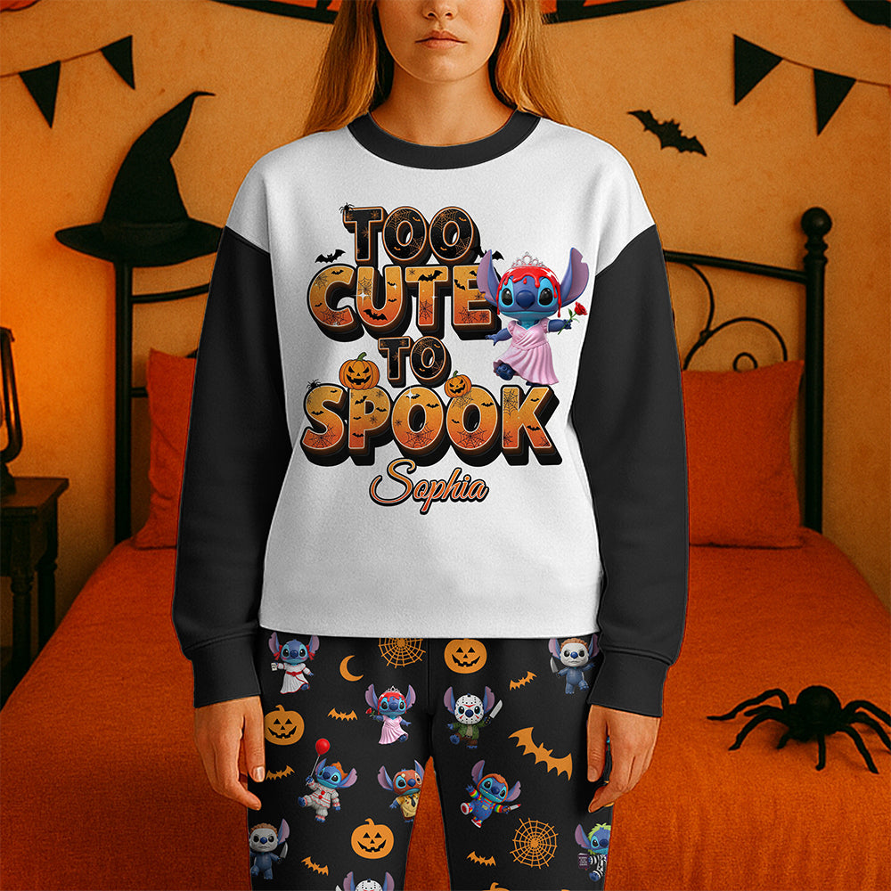 "Too Cute to Spook" - Personalized Halloween Pajama Set for Horror Lovers Pajama Set PopCulturePrints