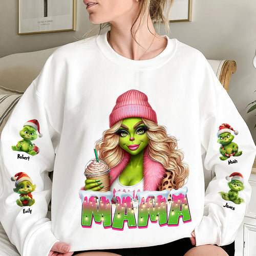 Personalized Christmas Mama Sweater AOP Products PopCulturePrints