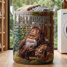 Load image into Gallery viewer, Fun Sasquatch Glance Quilted Laundry Basket, Personalized Gifts For Bigfoot Lovers 01qhti110726 Laundry Basket PopCulturePrints
