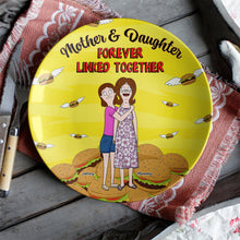 Load image into Gallery viewer, &quot;Forever Linked Together&quot; - Personalized Ceramic Round Plate for Mom and Daughter - Unique Gift for Mother&#39;s Day Ceramic Round Plate PopCulturePrints

