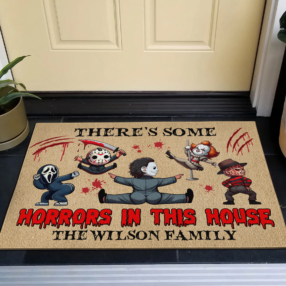 Personalized Funny Horror Movie Character Doormat - Horrors In This House