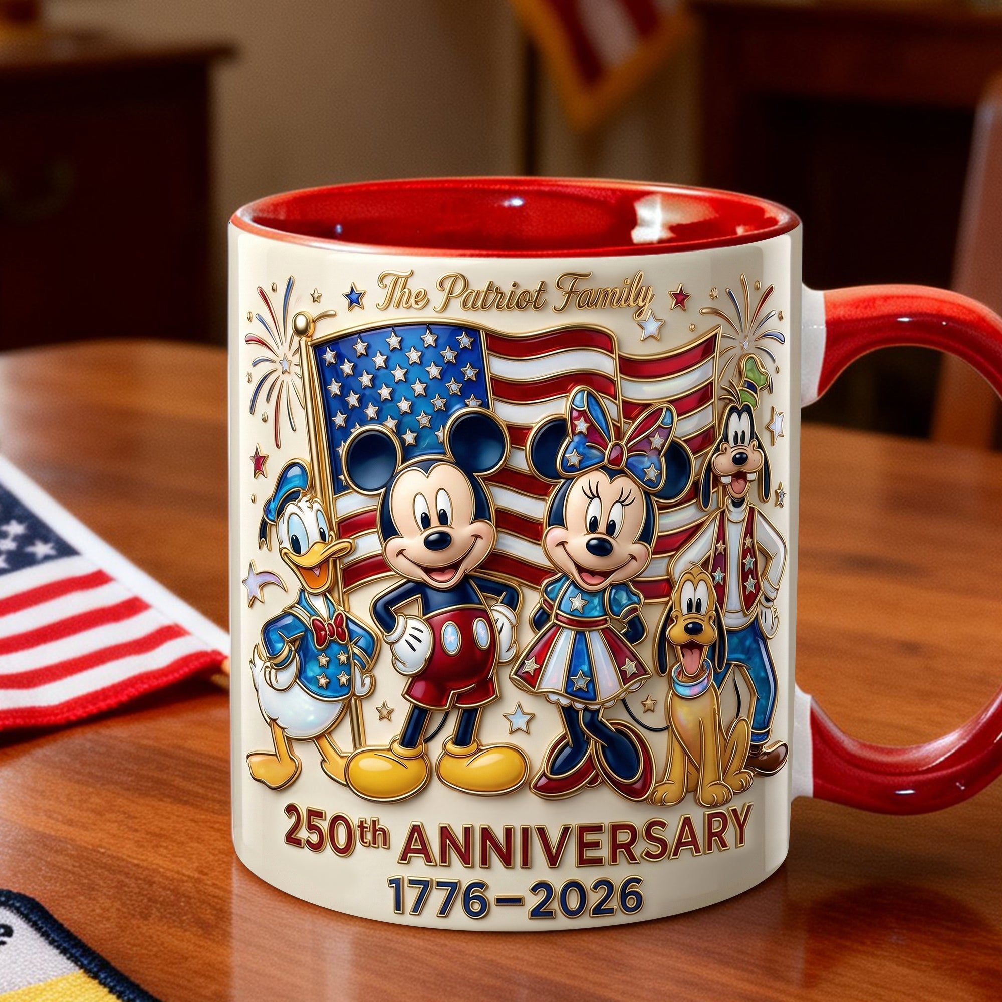 Celebrate 250 Years of Joy with Mickey & Friends - USA Anniversary Accent Mug - Personalized Gift for Any Occasion