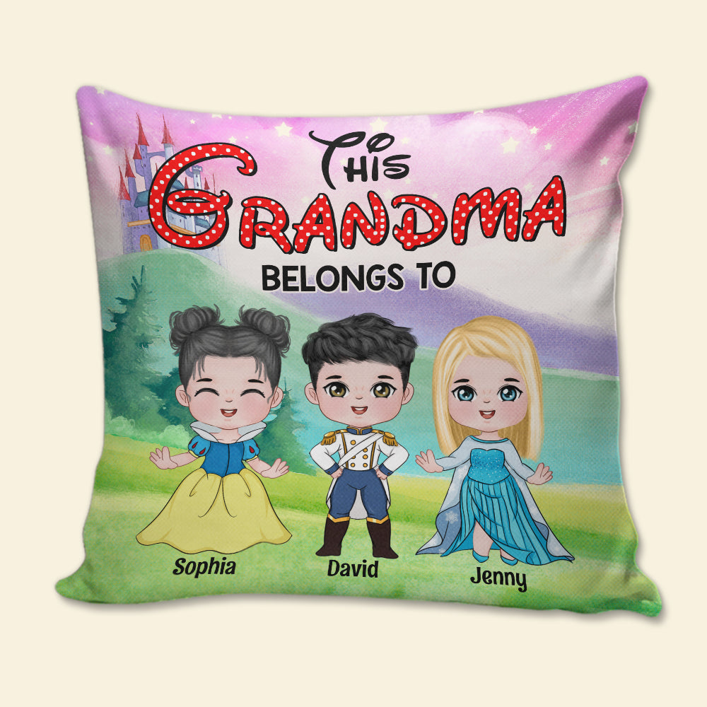 Personalized 'This Grandma Belongs To' Fairy Tale Square Pillow Pillow PopCulturePrints