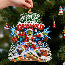 Load image into Gallery viewer, “In a World Full of Grinches, Be a Griswold” - Personalized Electric Shock Christmas Ornament - Funny Gift for Movie Lovers
