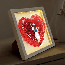 Load image into Gallery viewer, She Believed She Could, So She Did - Custom LED Light Flower Shadow Box Graduation Gift for Her LED Light Flower Shadow Box PopCulturePrints
