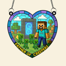 Load image into Gallery viewer, &quot;Level Up Your Dad&#39;s Day!&quot; - Father Of Creepers Suncatcher Ornament - Personalized Gifts for Dad, Grandpa, and Every Gamer Dad Ornament PopCulturePrints
