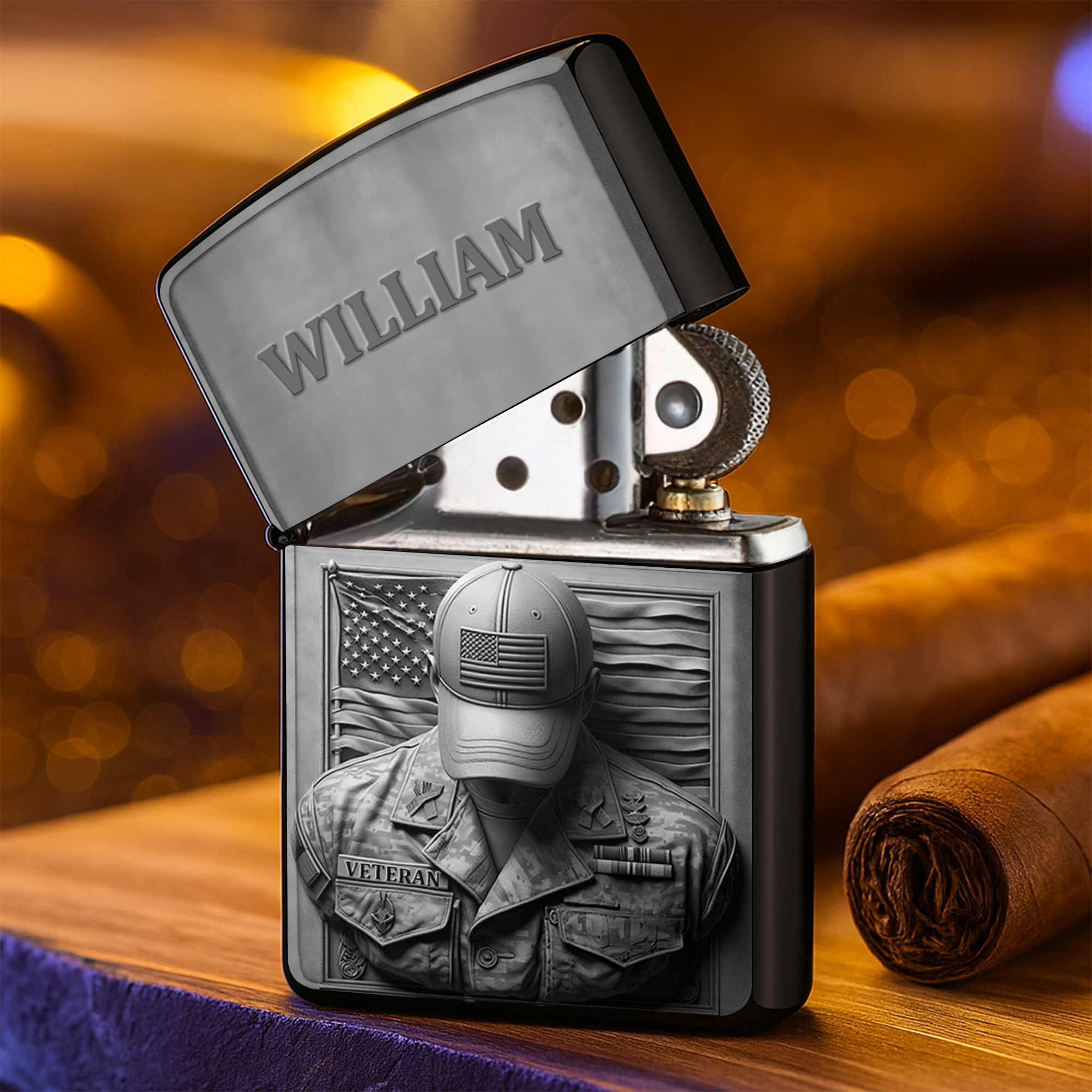 Honor Their Service - Personalized Patriot Veteran Lighter - Custom Gift for Veterans, Friends, Family Lighter PopCulturePrints