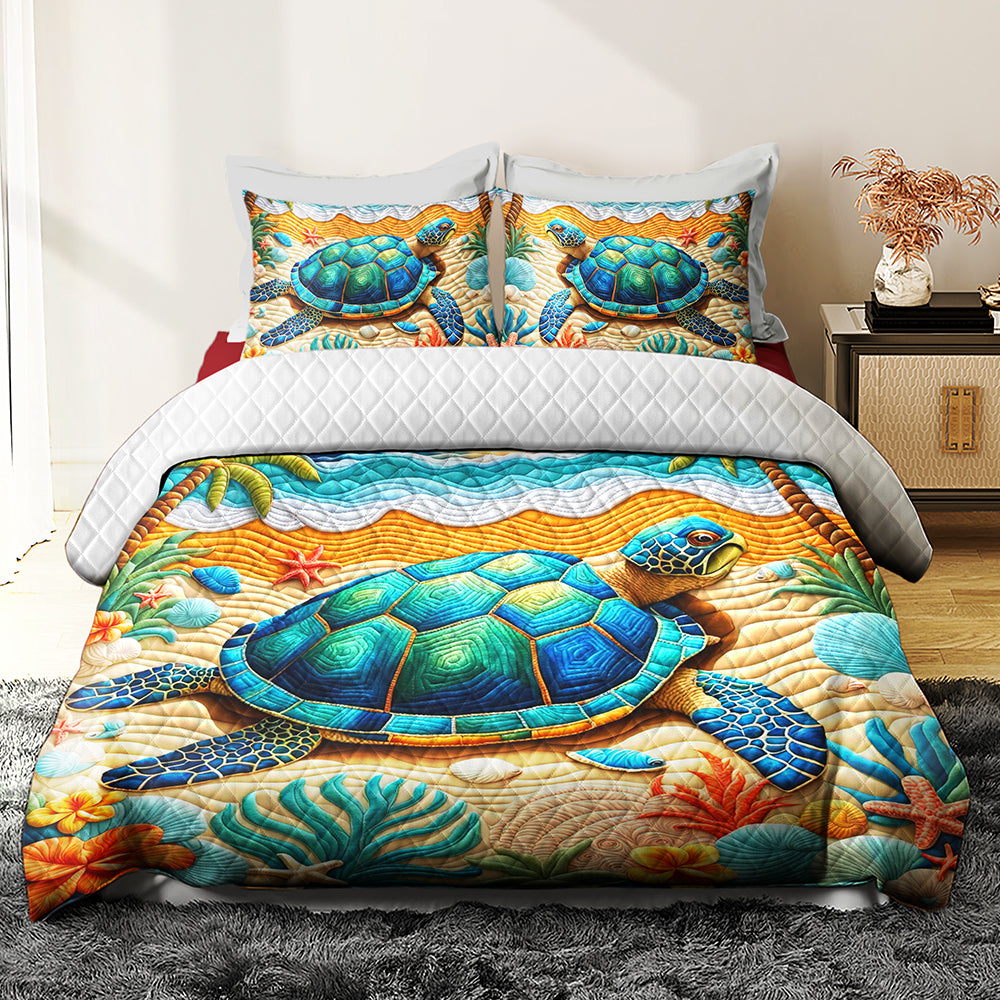 Turtle Lovers Quilt Bed Set - Perfect Gift for Ocean Enthusiasts Blanket PopCulturePrints