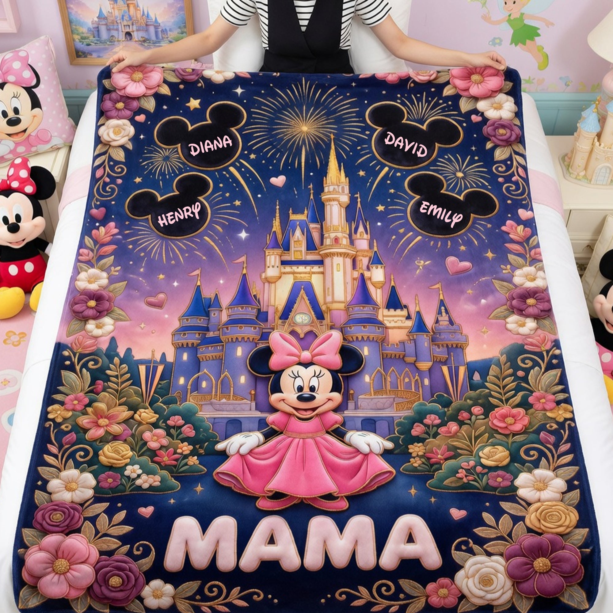 “Make Her Feel Like Royalty” - Fairytale Castle Mom Blanket - Personalized Gift for Mom, Grandma, Special for Mother's Day Blanket PopCulturePrints
