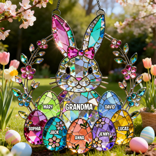 “Celebrate Grandma with Colorful Easter Joy” - Personalized Suncatcher Ornament - Gift for Grandma, Mother, Aunt, Family Ornament PopCulturePrints