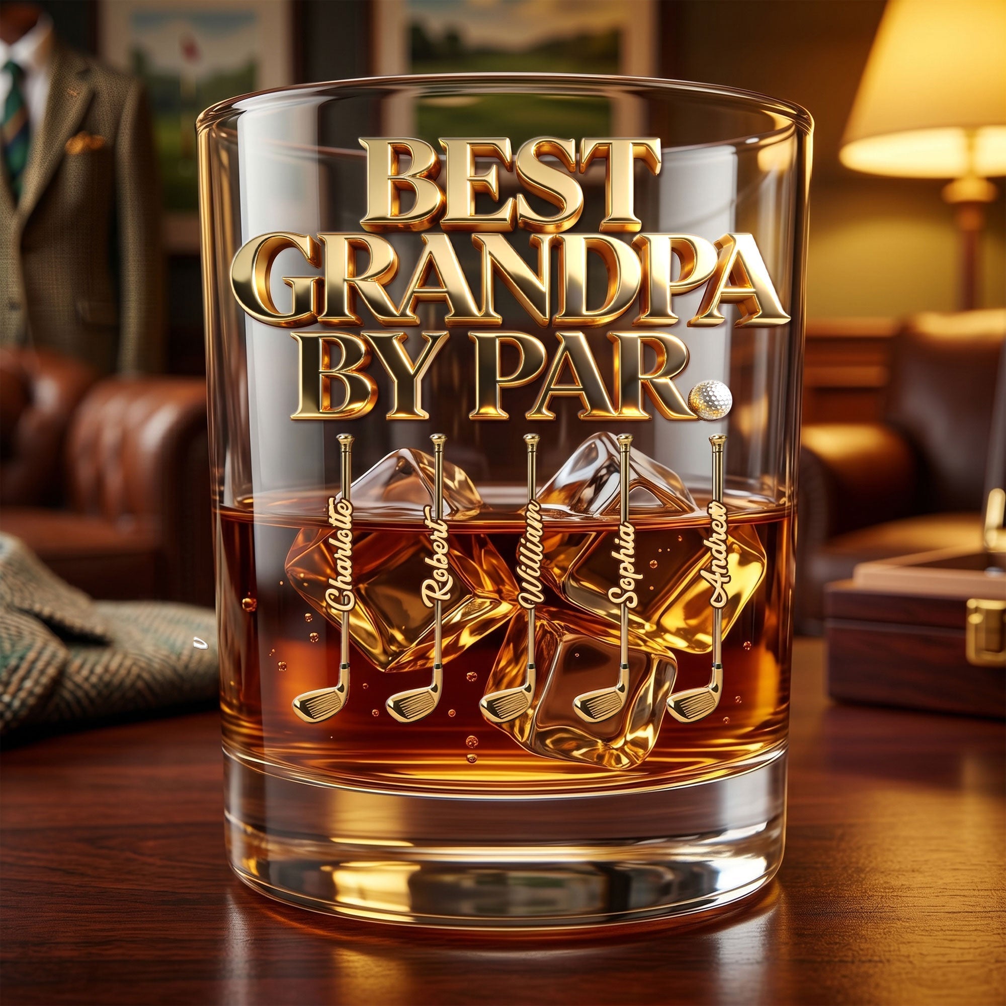 "Best Papa By Par" - Personalized Legendary Golf Dad Round Glass - Unique Gift for Dads, Grandpas, and Golf Lovers Glass PopCulturePrints