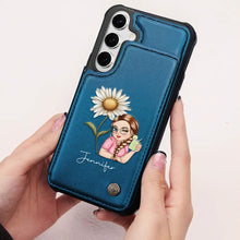 Load image into Gallery viewer, Bloom Where You&#39;re Planted - Personalized Leather Flip Wallet Phone Case Leather Flip Wallet Phone Case PopCulturePrints
