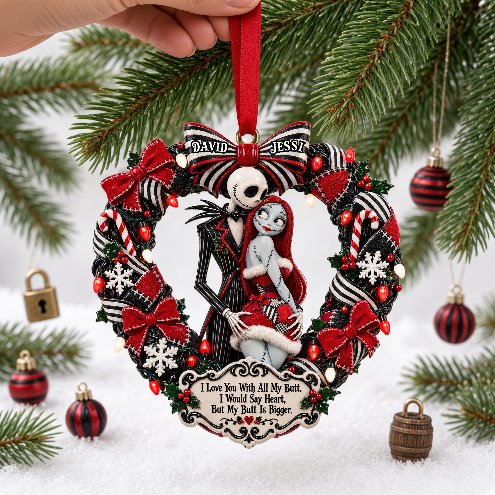"I Love You With All My Butt" - Spooky Naughty Couples Acrylic Ornament - Personalized Christmas Gift for Couples Ornament PopCulturePrints