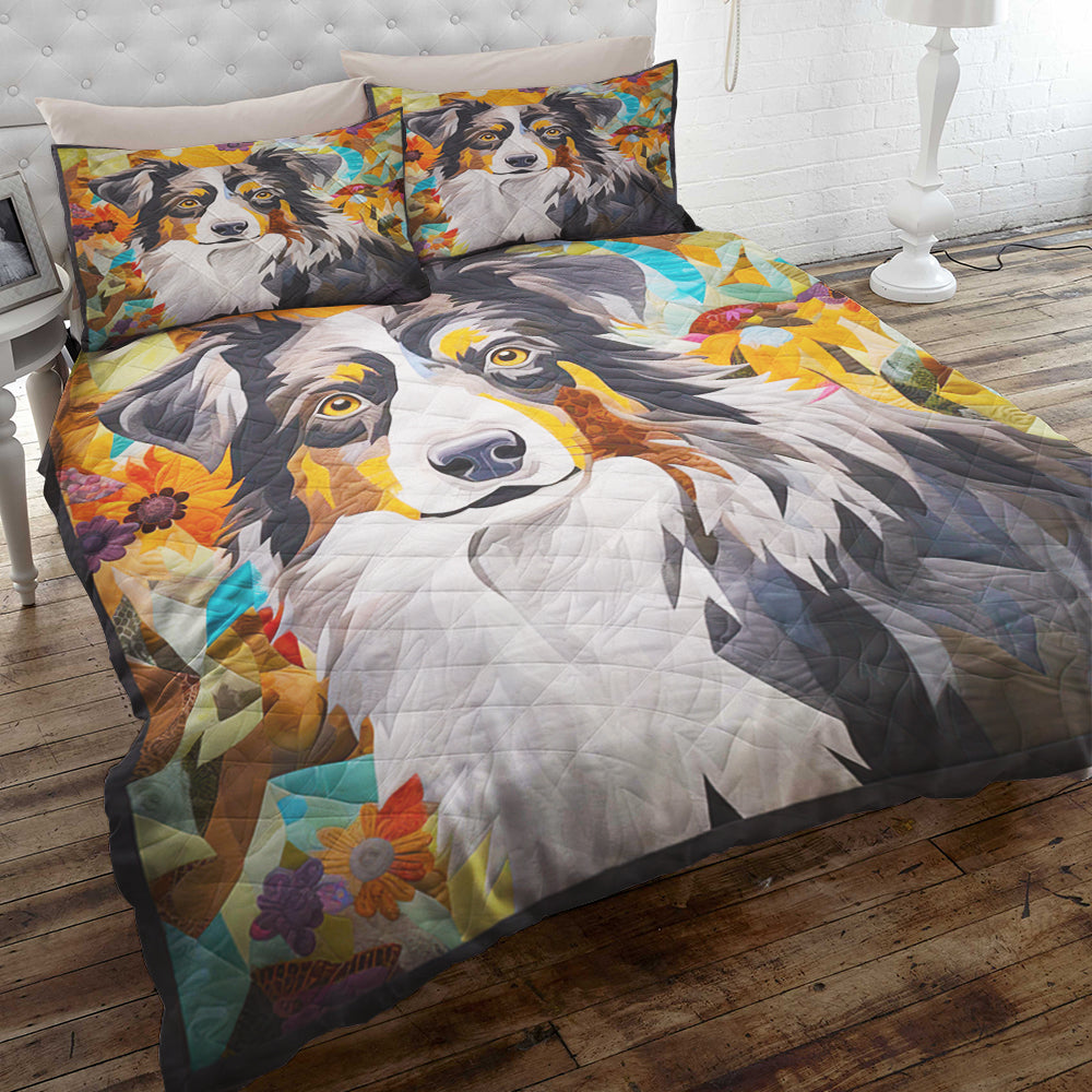 Festive Australian Shepherd Christmas Quilt Set - Perfect Gift for Dog Lovers Blanket PopCulturePrints