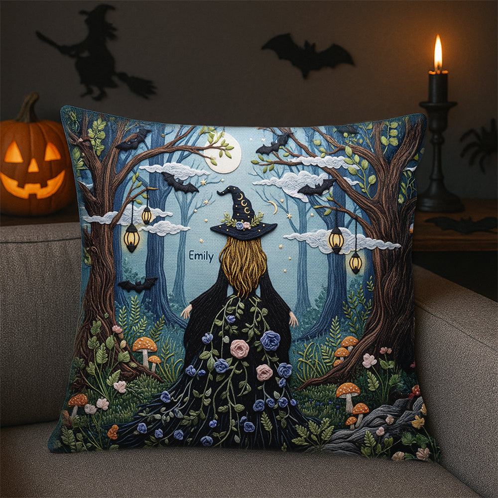 "Embrace the Enchantment" - Forest Witch Pillow, Customizable Gift for Witch Lovers Pillow PopCulturePrints