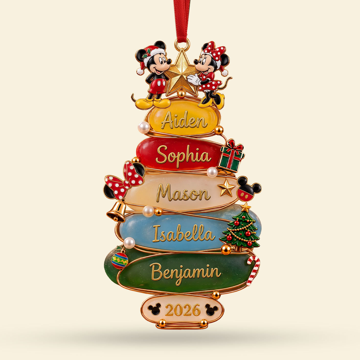 Merry Moments: Personalized Frosted Seaglass Family Christmas Tree Ornament - A Custom Gift for Loved Ones Ornament PopCulturePrints