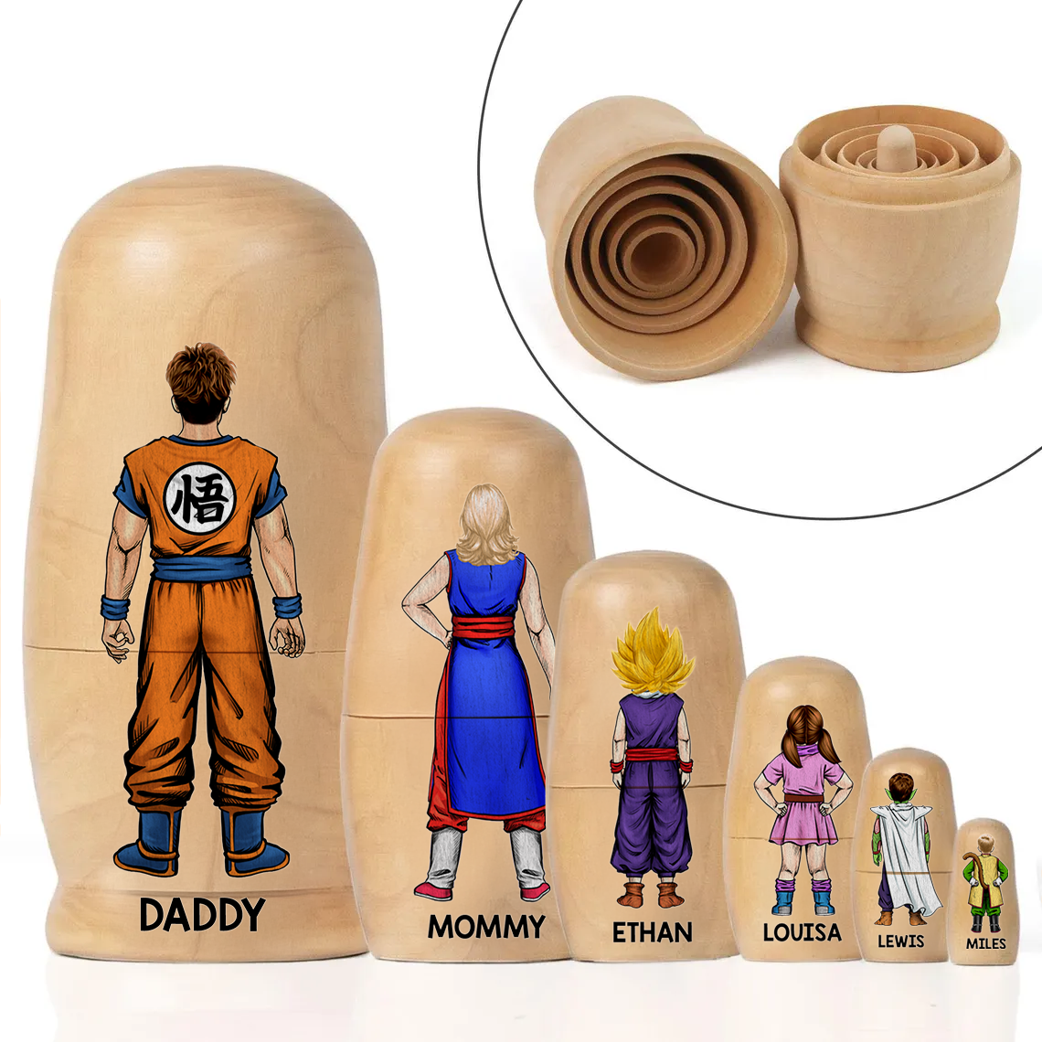 "Embrace Your Family's Legacy" - Personalize Your Legend Warrior Family Nesting Dolls - Unique Gift for Everyone Wooden Nesting Dolls PopCulturePrints