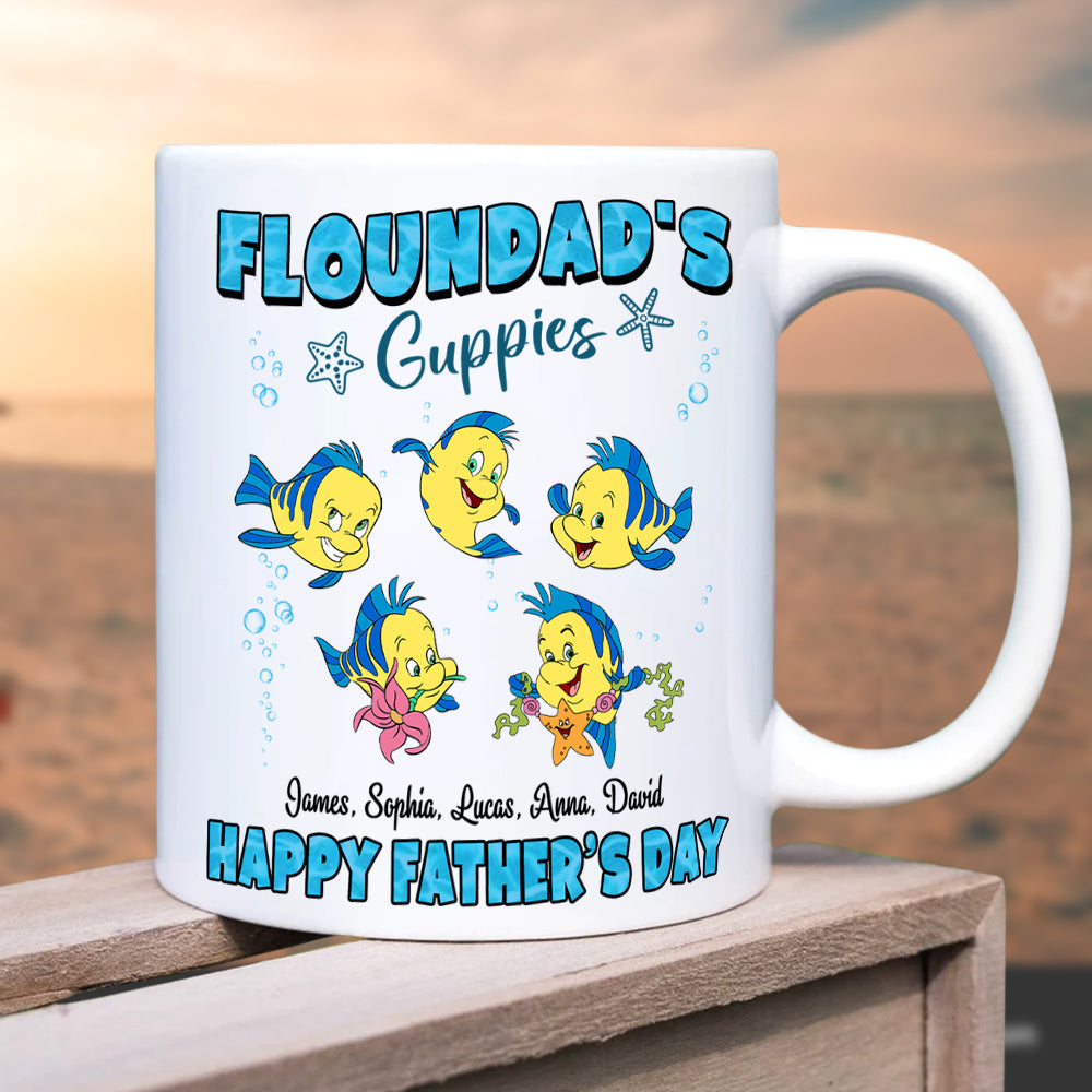 Personalized Father's Day Coffee Mug - Floundad's Guppies Design Coffee Mug PopCulturePrints