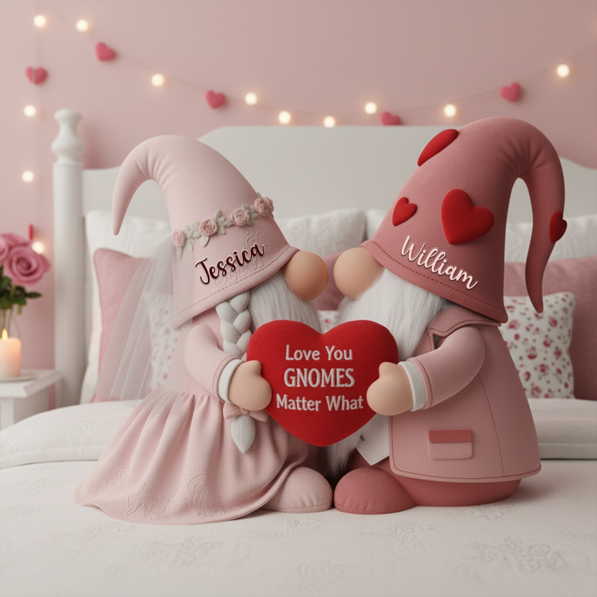 Love You Gnomes Matter What - Sweet Gnome Romance Couples Pillow - Personalized Gifts For Couples Pillow PopCulturePrints