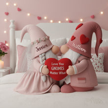 Load image into Gallery viewer, Love You Gnomes Matter What - Sweet Gnome Romance Couples Pillow - Personalized Gifts For Couples Pillow PopCulturePrints
