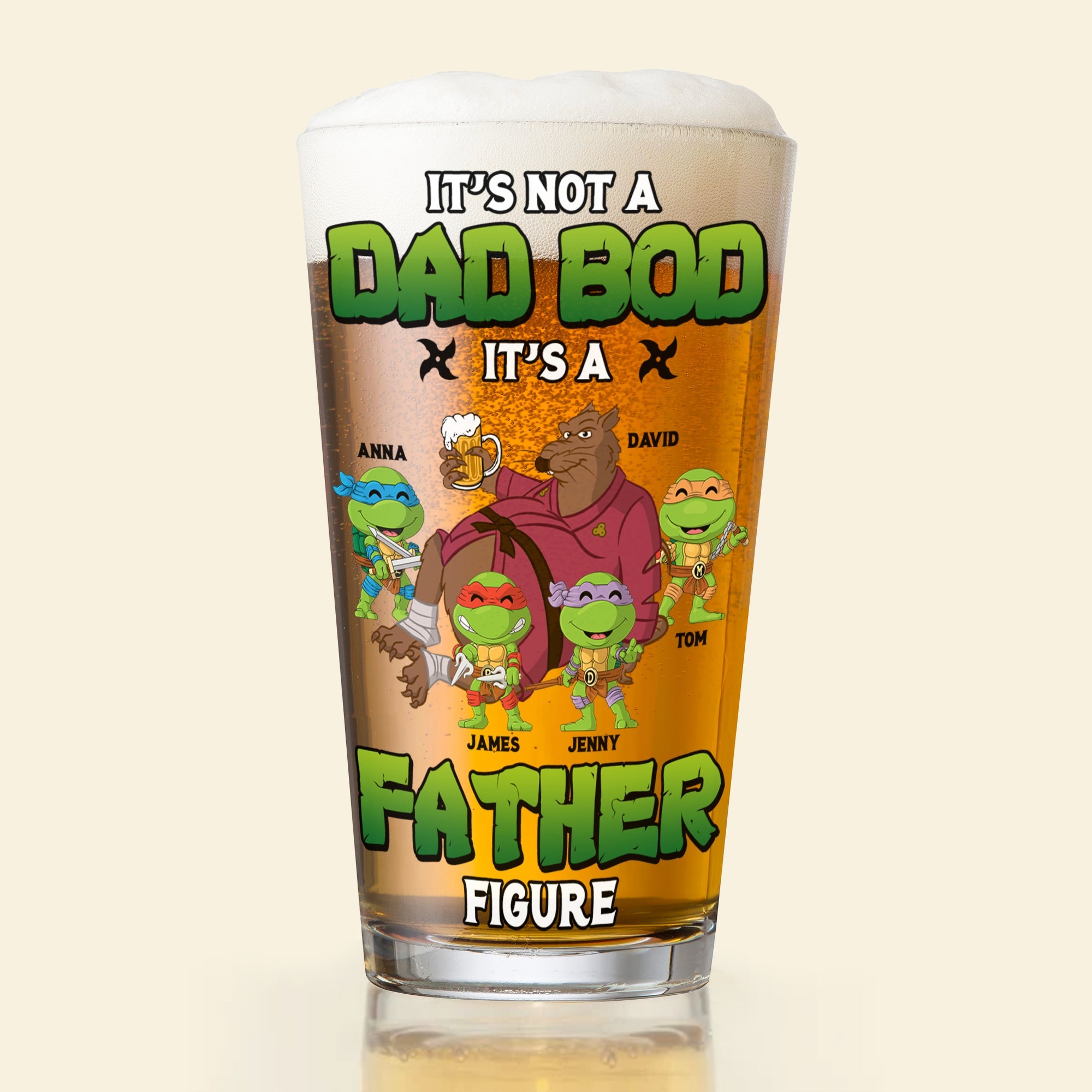 Personalized 'Father Figure' Beer Glass for Dad Beer Glasses PopCulturePrints