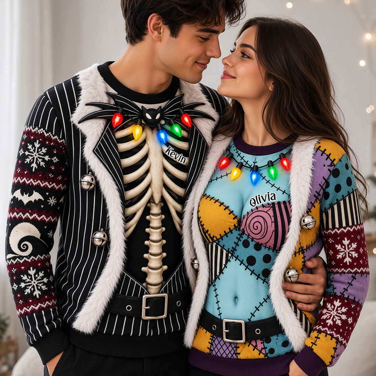 Spooky Couple Funny Sweatshirt - Personalized Halloween Gifts for Couples AOP Products PopCulturePrints