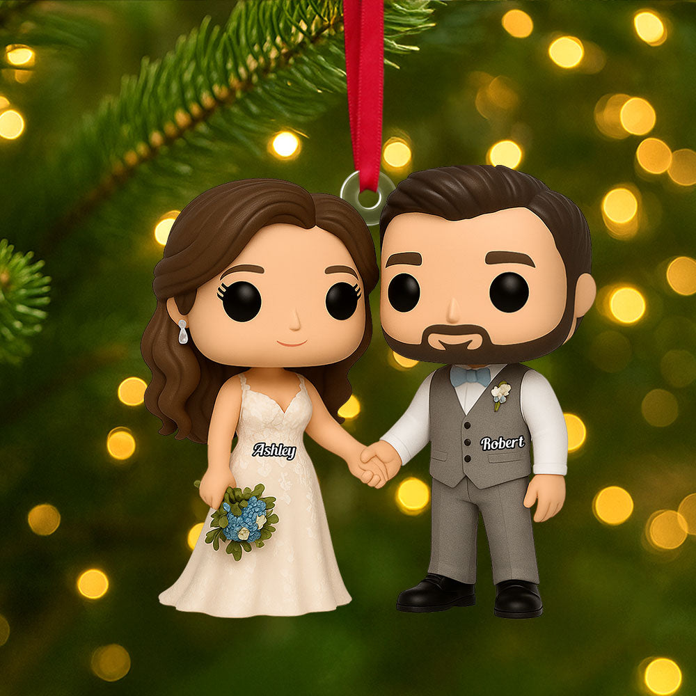 Love Captured: Custom Cartoon Wedding Ornament - Unique Personalized Gift for Couples Ornament PopCulturePrints
