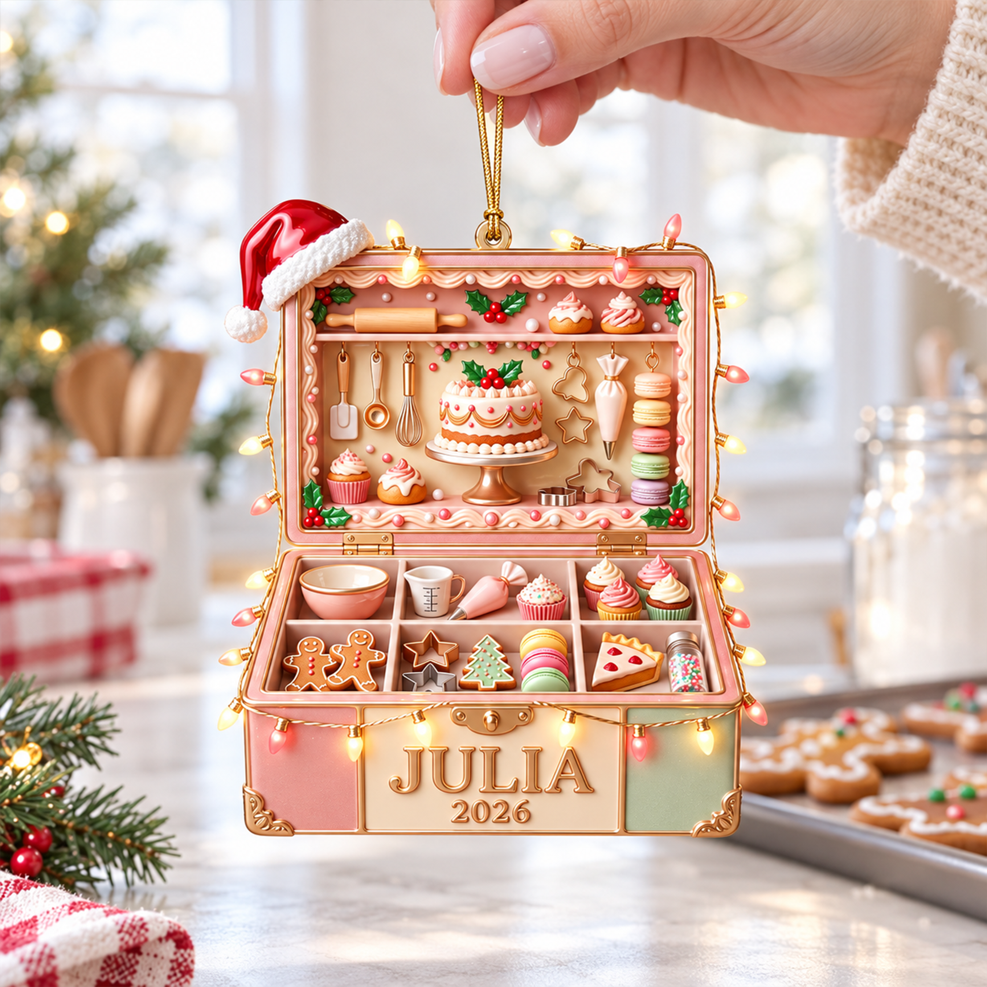 “Baking is my love language” - Personalized Santa's Favorite Baker Ornament - Custom Gift for Bakers