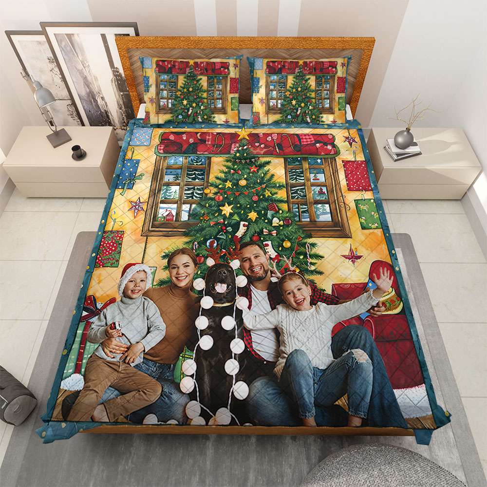 Custom Family Photo Quilt Bedding Set - Holiday Edition Blanket PopCulturePrints