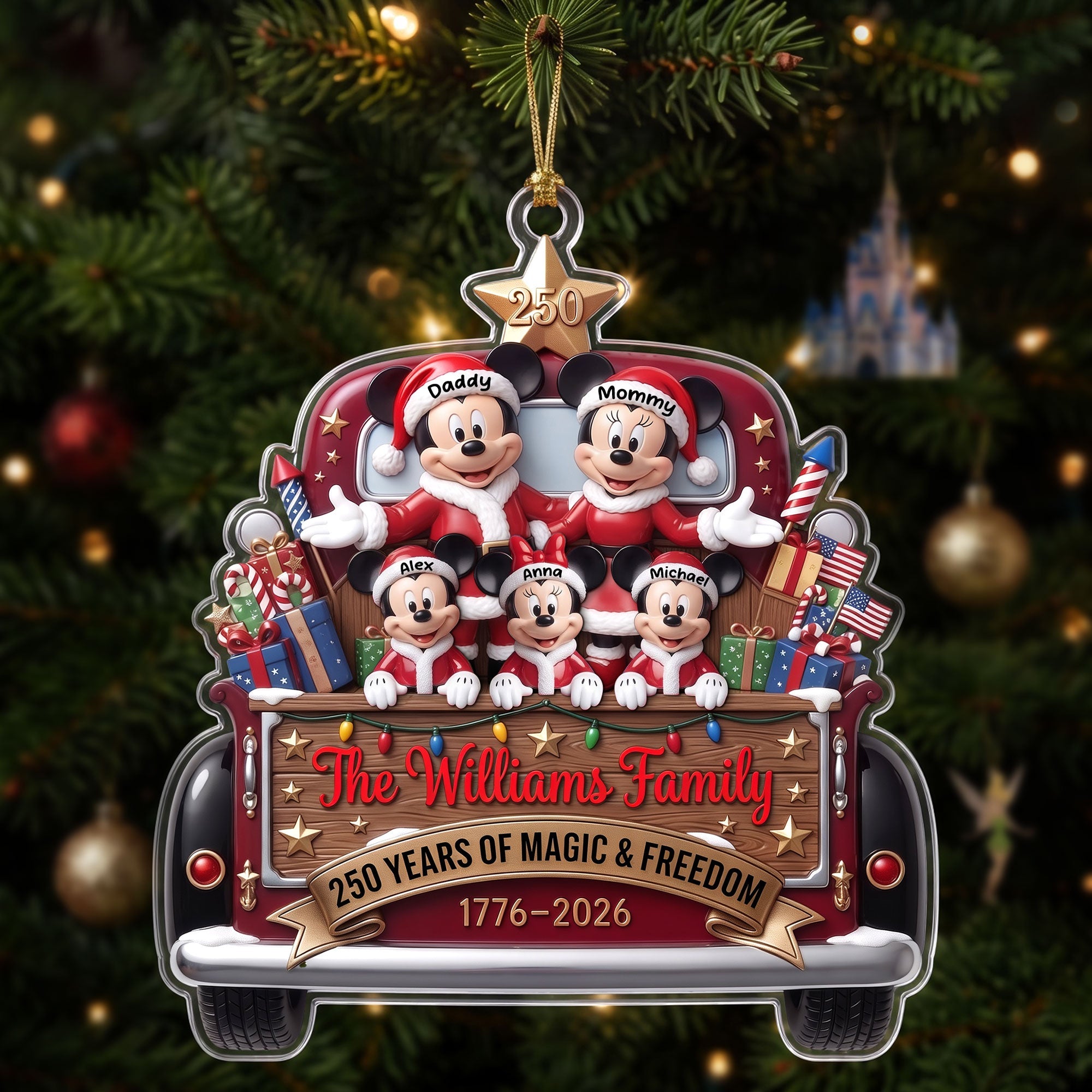 Celebrate Freedom with Customized Family Magic - 250th Years Of Freedom Christmas Ornament
