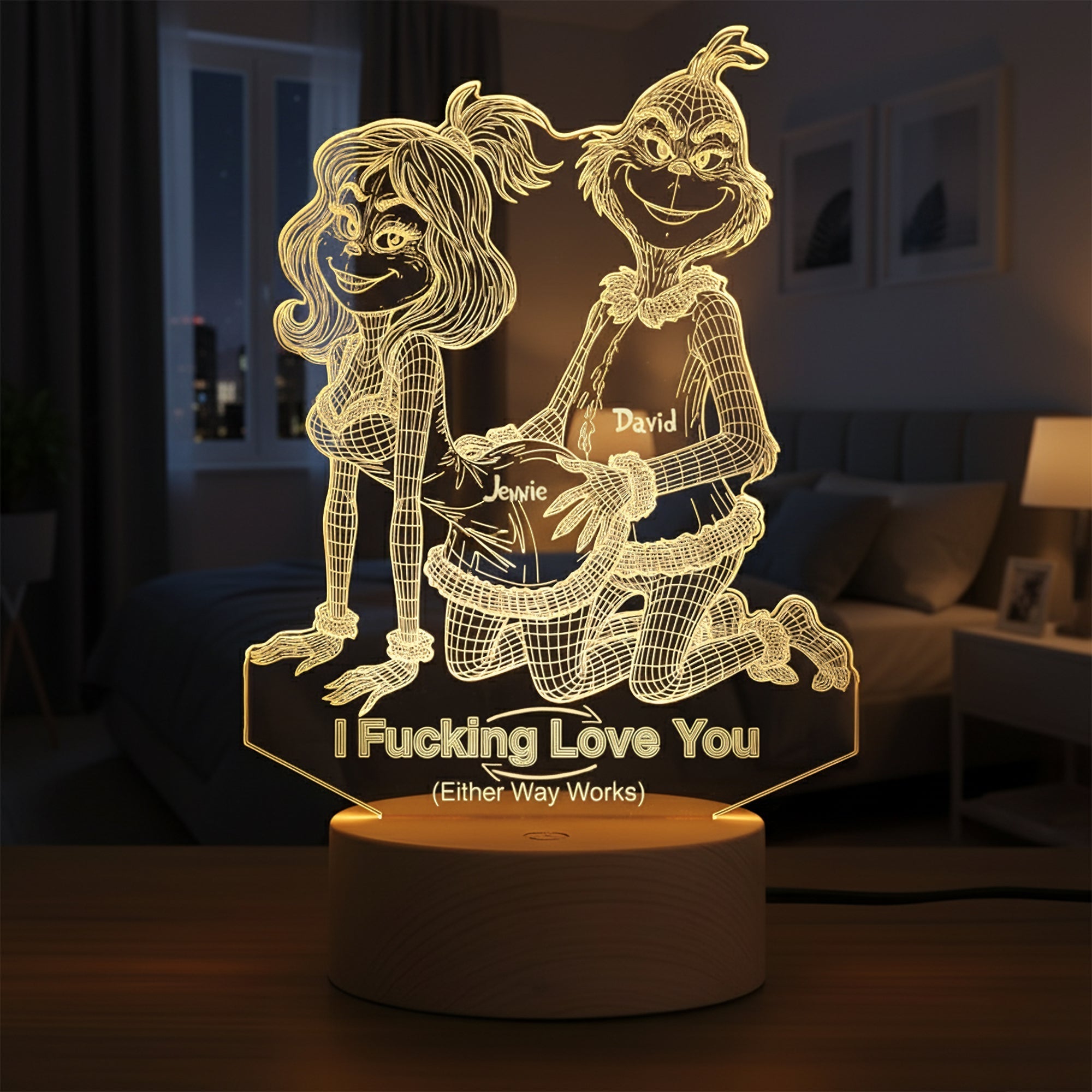 Light Up Your Love: Funny Couple LED Light - Personalized Gift for Couples Led Night Light PopCulturePrints