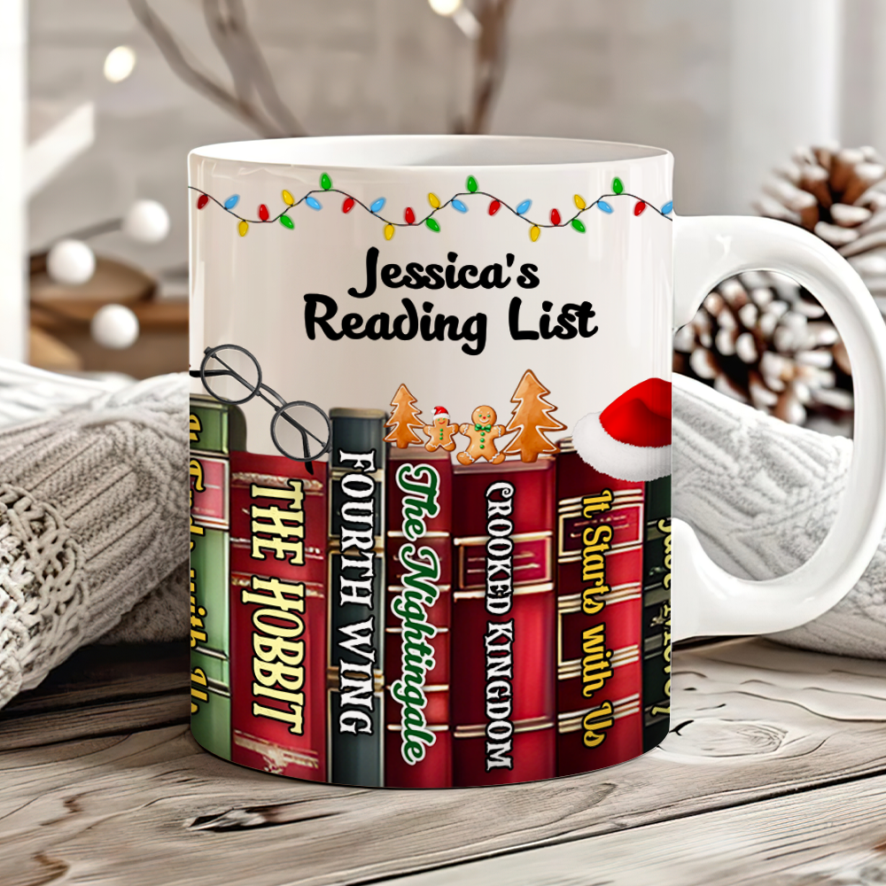 Custom Christmas Book Lover Mug - Personalized Gift Coffee Mug PopCulturePrints