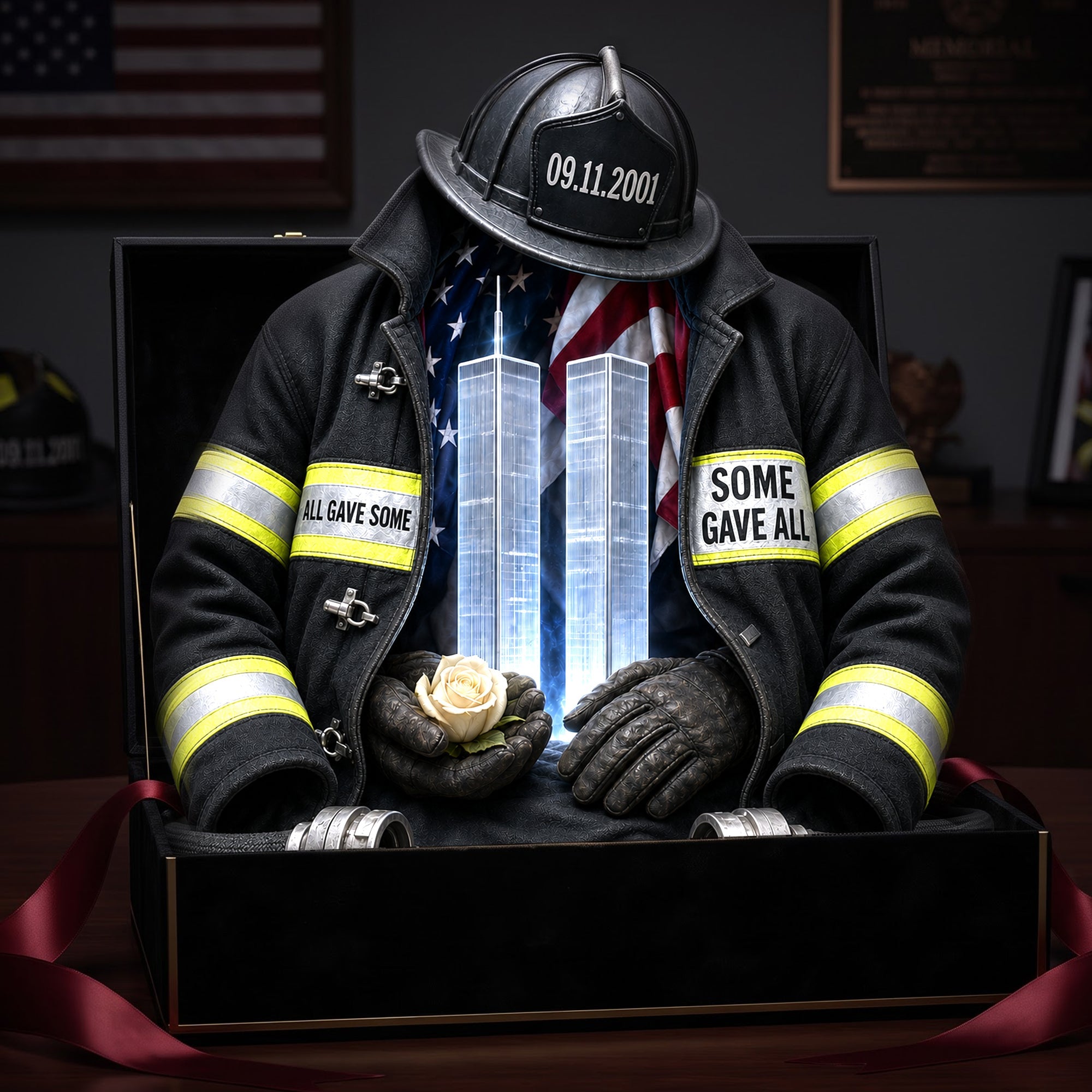 “Honoring Heroes, Lighting Memories” - Firefighter Memorial Heaven Acrylic Light Box - Personalized Custom Gift for Loved Ones
