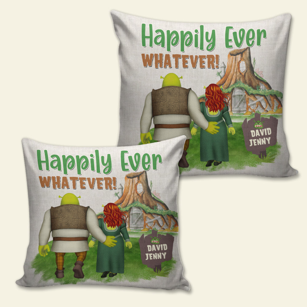 Happily Ever Whatever Personalized Couple Pillow Pillow PopCulturePrints