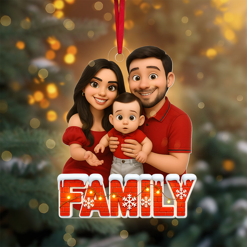 Capture Your Family's Joy: Family Cartoon Art Ornament - Personalized Photo Gift for Loved Ones Ornament PopCulturePrints