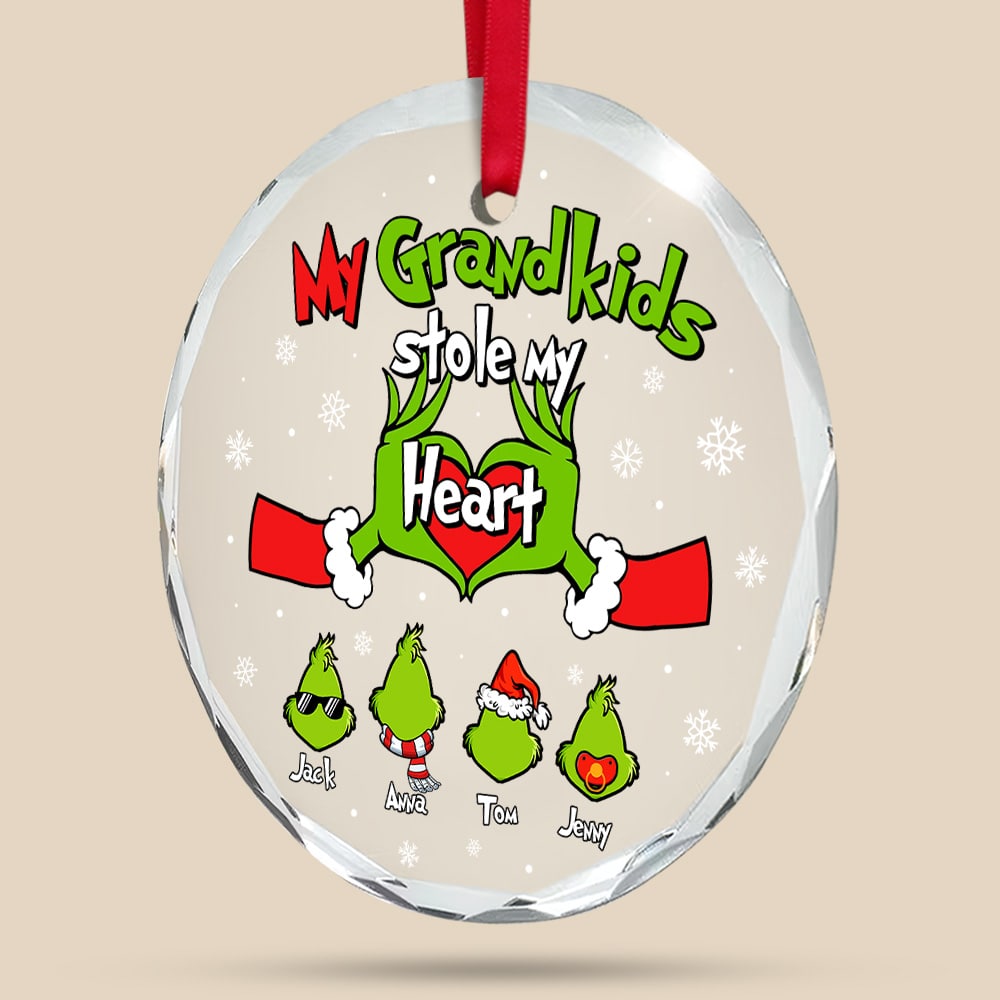 Custom Grandma Ornament - Grandkids Stole My Heart Design Ornament PopCulturePrints