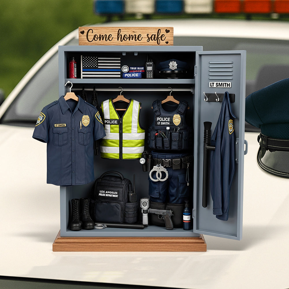 Come Home Safe - Personalized Police Officer Locker Acrylic Plaque Shaped Plaques PopCulturePrints