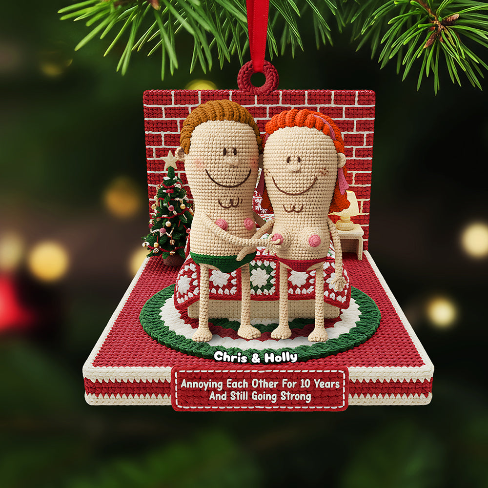 "Annoying Each Other For 10 Years And Still Going Strong" - Personalized Knitting Funny Couple Acrylic Ornament - Gift for Couples, Friends, Family Ornament PopCulturePrints