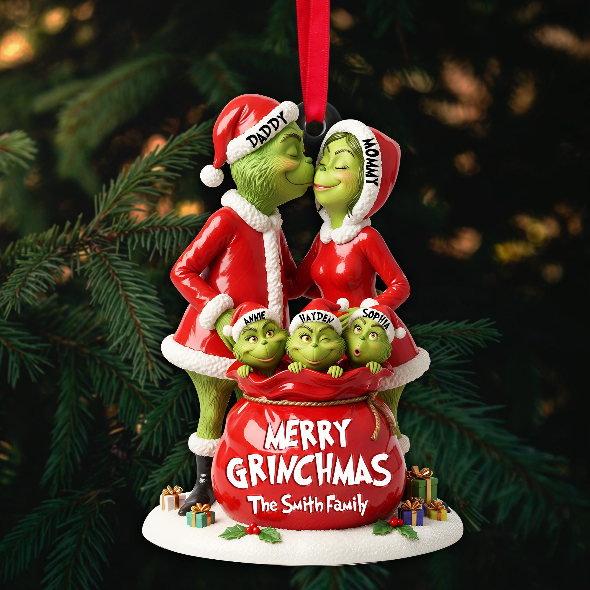 Celebrate Family Joy with Festive Love - Personalized Christmas Ornament Ornament PopCulturePrints