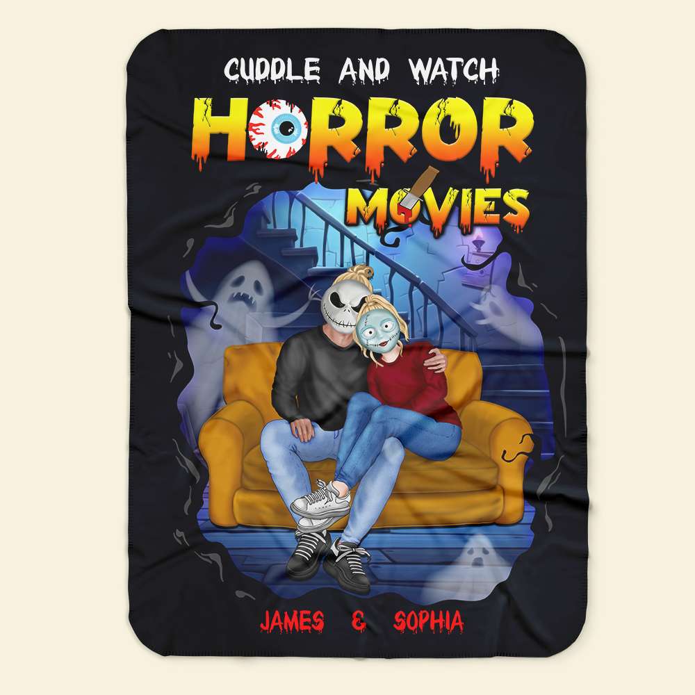 Personalized Horror Movie Night Blanket for Couples Blanket PopCulturePrints