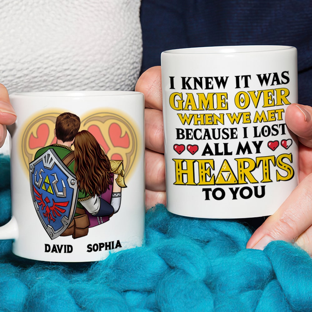 Personalized Gamer Love Couple Mug - Customize Your Names Coffee Mug PopCulturePrints