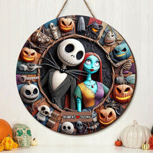 Load image into Gallery viewer, Custom Halloween Couple Wood Sign - Spooky Personalized Decor
