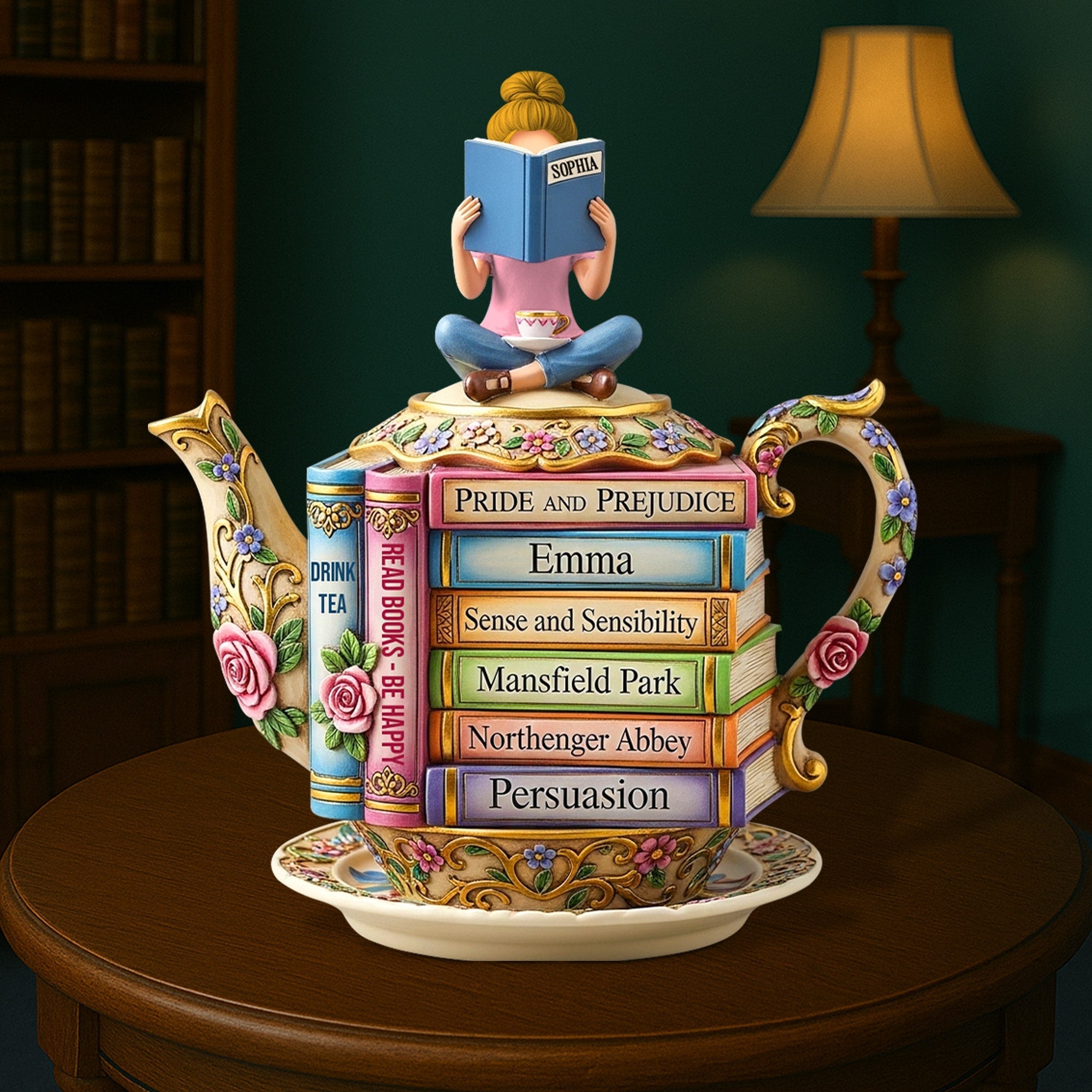 Tea & Books Enthusiast Plaque - Personalized Gifts for Book Lovers Shaped Plaques PopCulturePrints