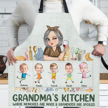 Load image into Gallery viewer, Custom Photo Grandma&#39;s Kitchen Apron - Where Memories Are Made &amp; Grandkids Are Spoiled Gift for Food Lovers Apron PopCulturePrints
