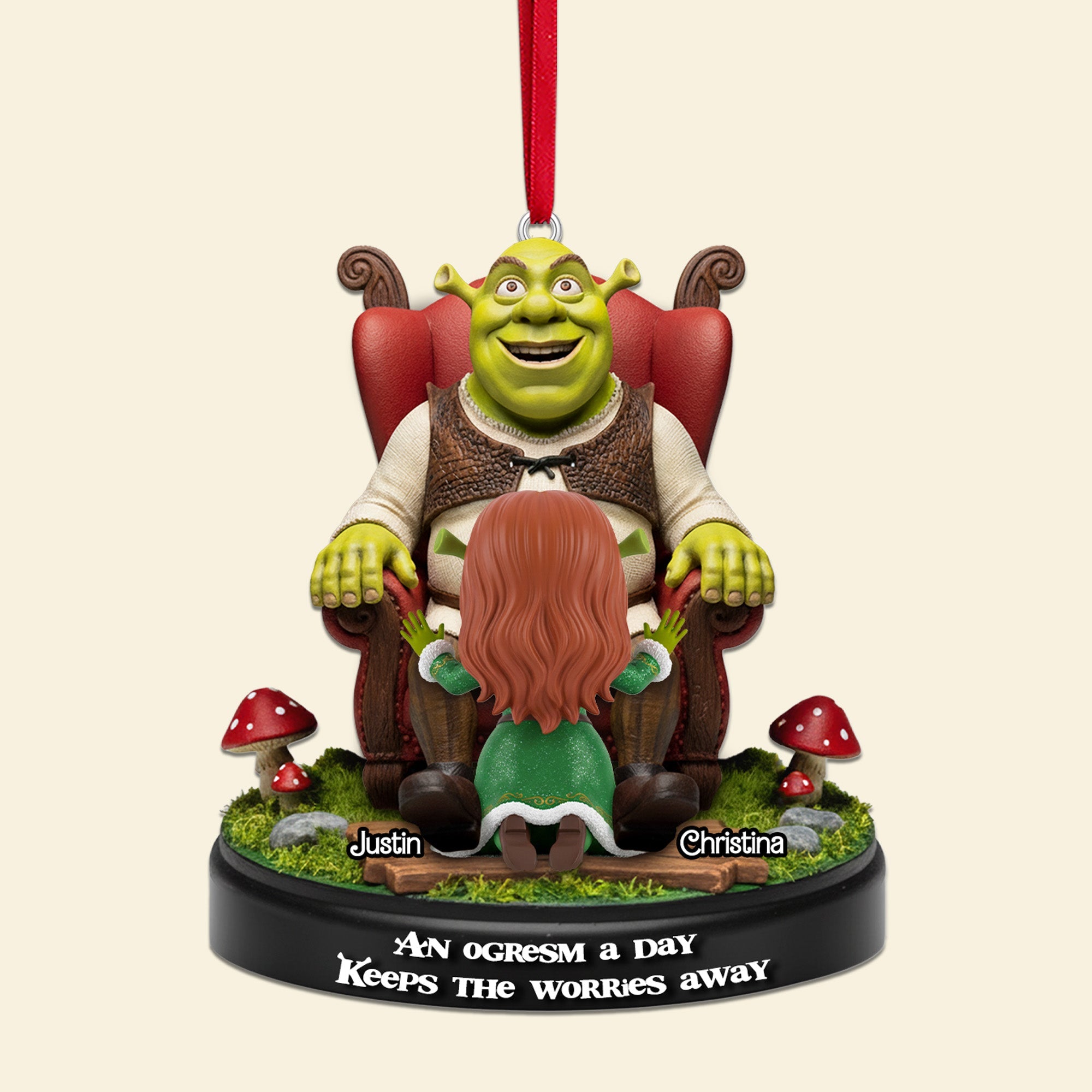 “An Ogresm a Day Keeps the Worries Away” - Personalized Naughty Couple Acrylic Ornament Ornament PopCulturePrints