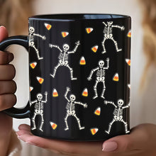 Load image into Gallery viewer, “Get Spooky with a Smile” - Slightly Subtle Halloween Skeleton Black Mug - Personalized Gift for Halloween Lovers Coffee Mug PopCulturePrints
