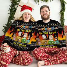 Load image into Gallery viewer, Personalized Family Christmas Ugly Sweater - Cartoon Fireplace Design
