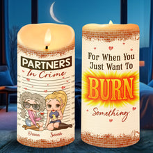 Load image into Gallery viewer, Customizable LED Candle for Best Friends - Partners In Crime Led Candle PopCulturePrints
